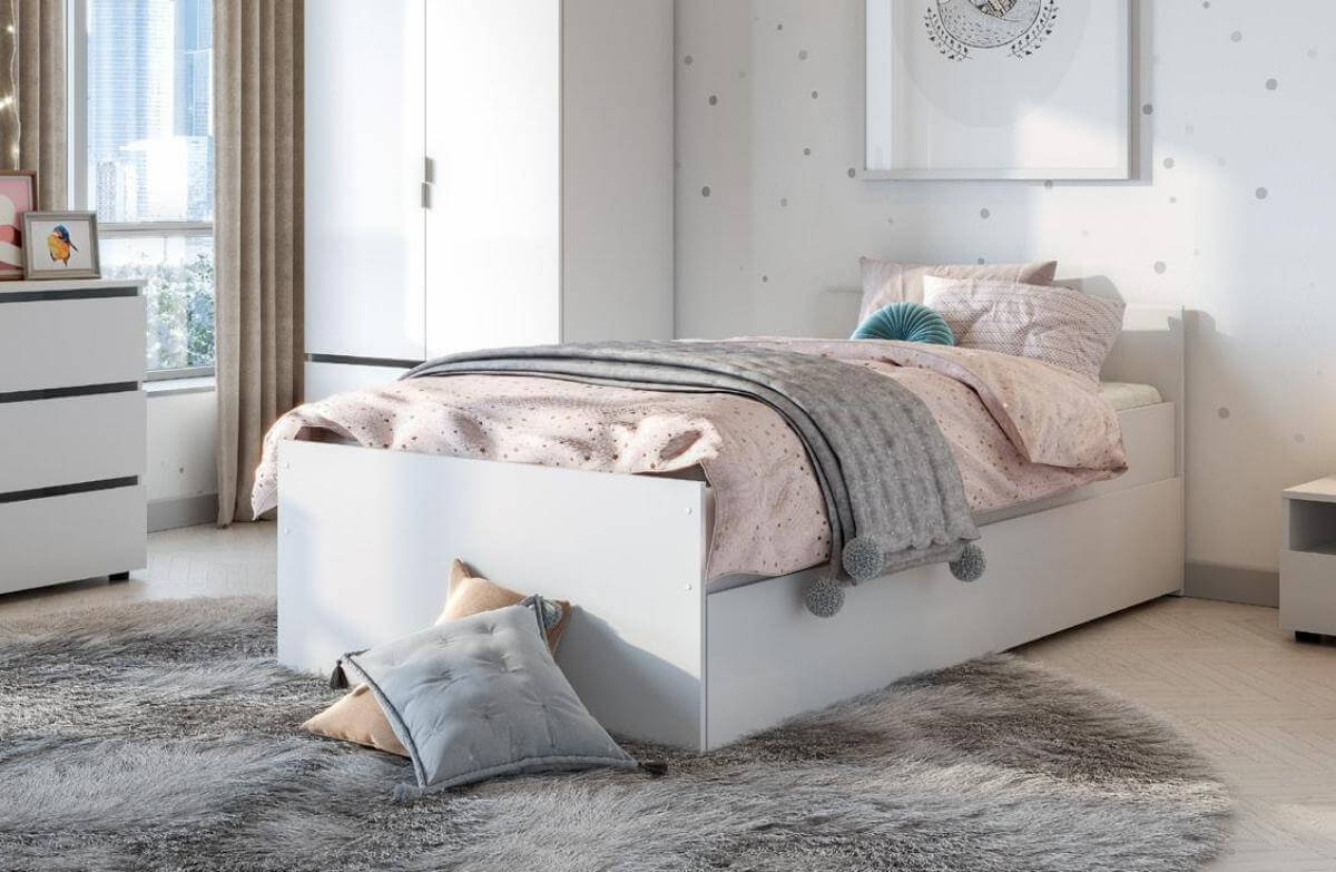 МС "Токио" Кровать одинарная (0,9х2,0) Белый текстурный / Белый текстурный