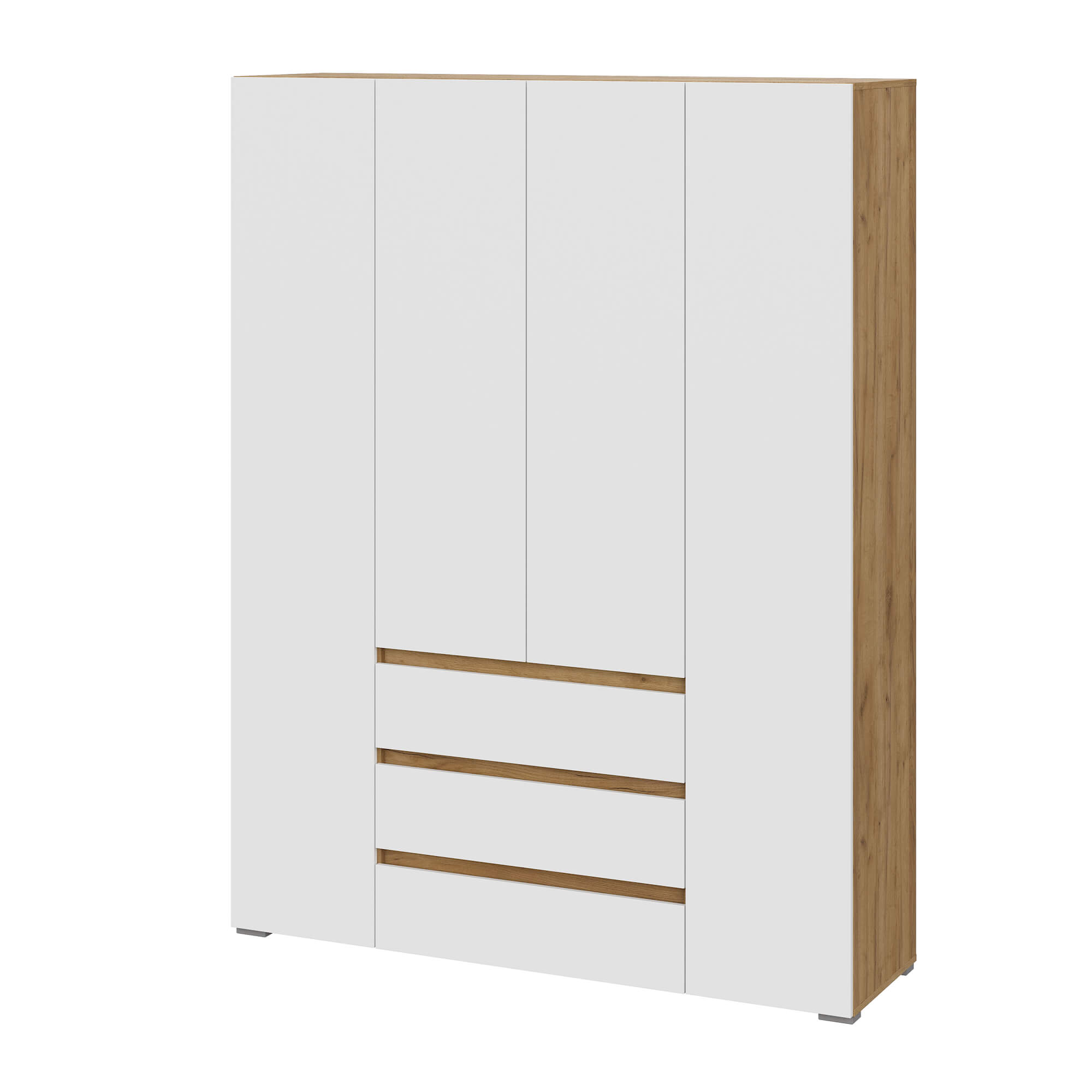 Люмо Шкаф с ящиками 4-х створчатый ШК 05 дуб крафт золотой/белый