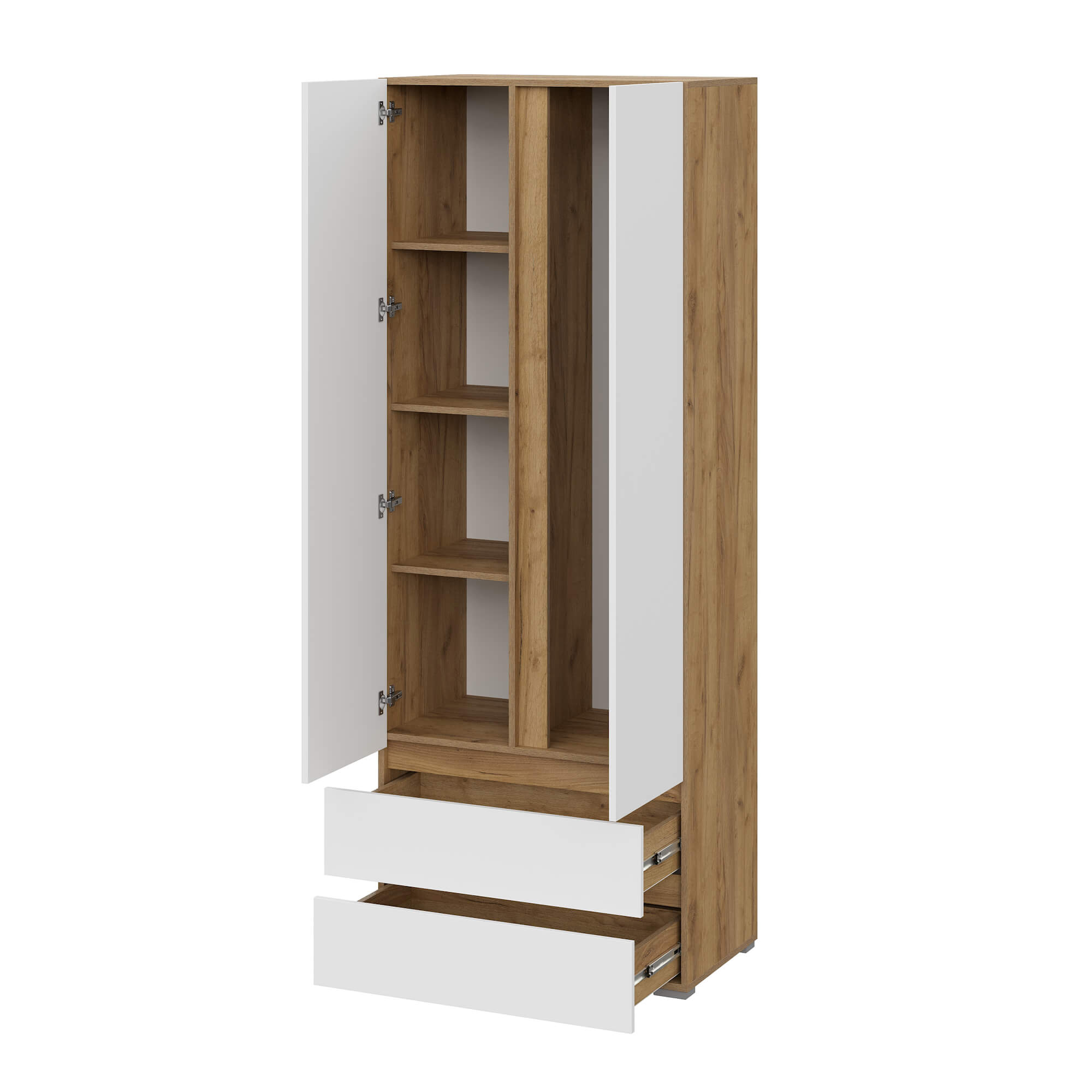 Люмо Шкаф 2-х створчатый ШК 01 дуб крафт золотой/белый