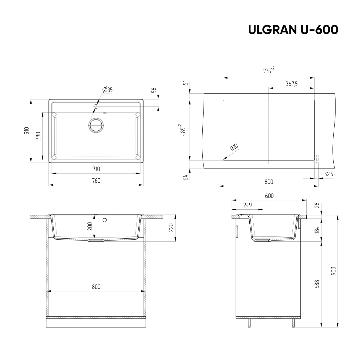 Мойка Ulgran U-600