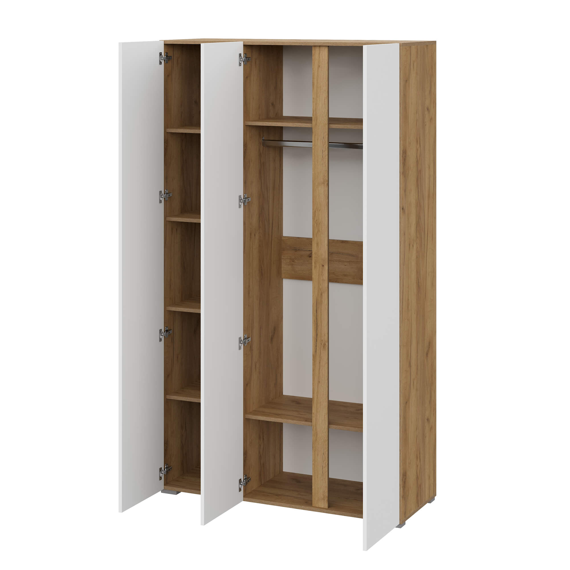 Люмо Шкаф с зеркалом ШК 02 дуб крафт золотой/белый