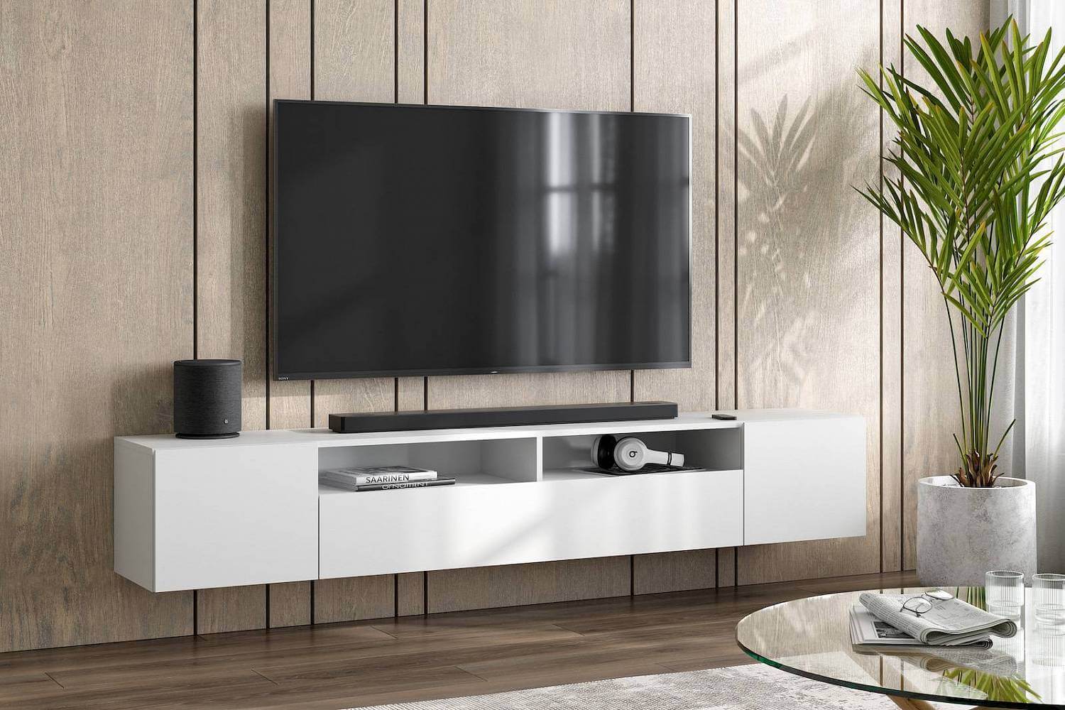 Тумба для телевидеоаппаратуры "Токио" Белый текстурный