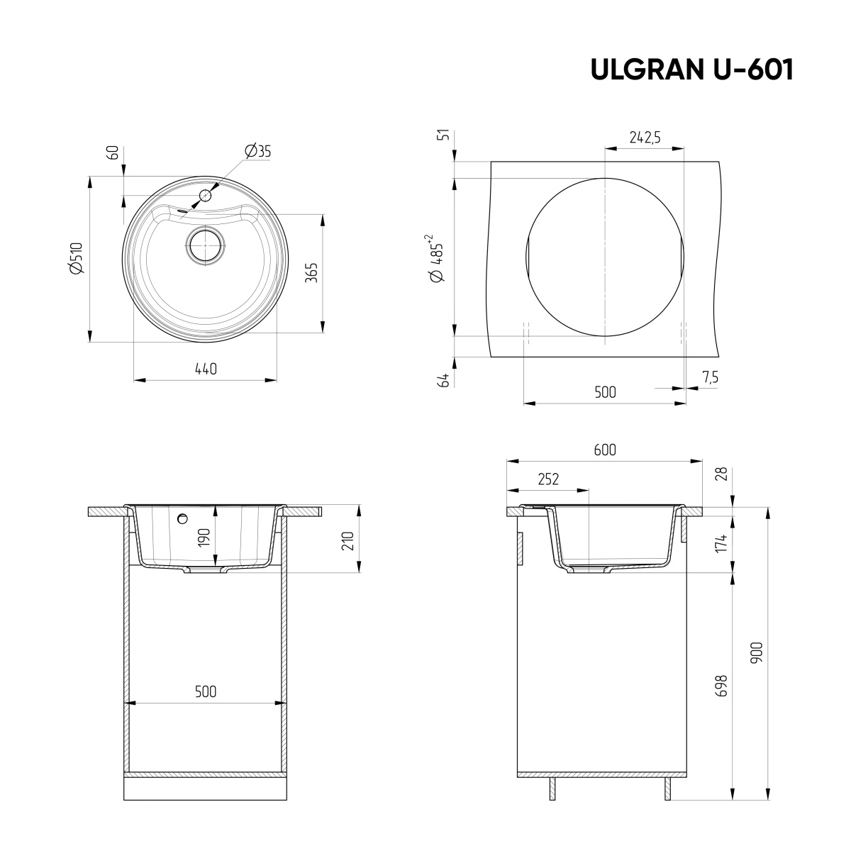Мойка Ulgran U-601